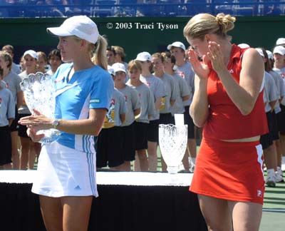 Kim Clijsters and Justine Henin-Hardenne (2003 Acura in Los Angeles)