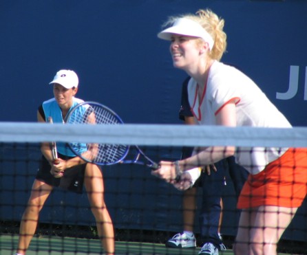 Amy Frazier and Alina Jidkova (2005 US Open)